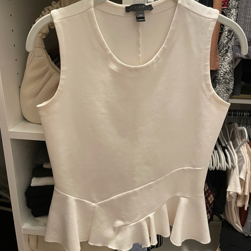 J CREW XXS white peplum stretch top